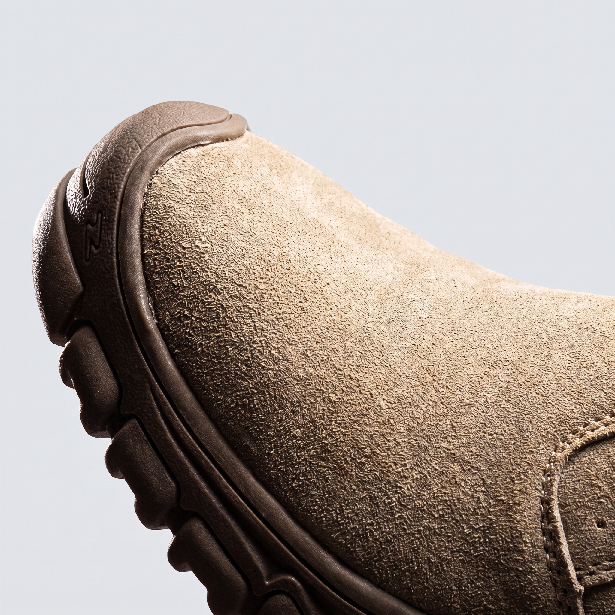 Reinforced steel toe close-up