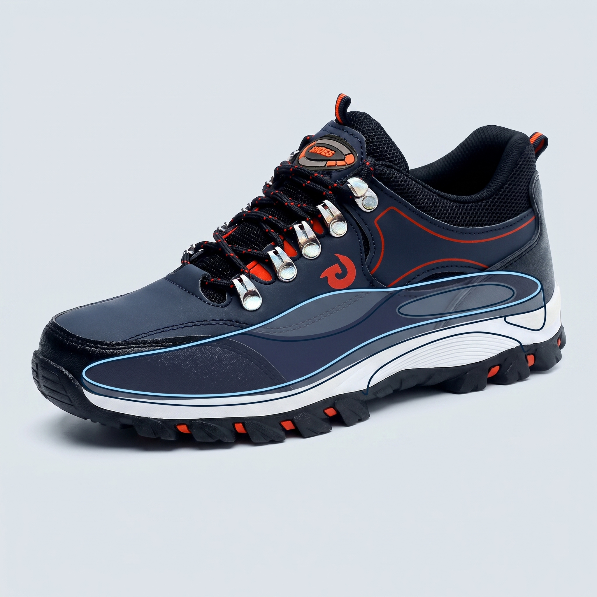 Built-in anatomical arch support cutaway