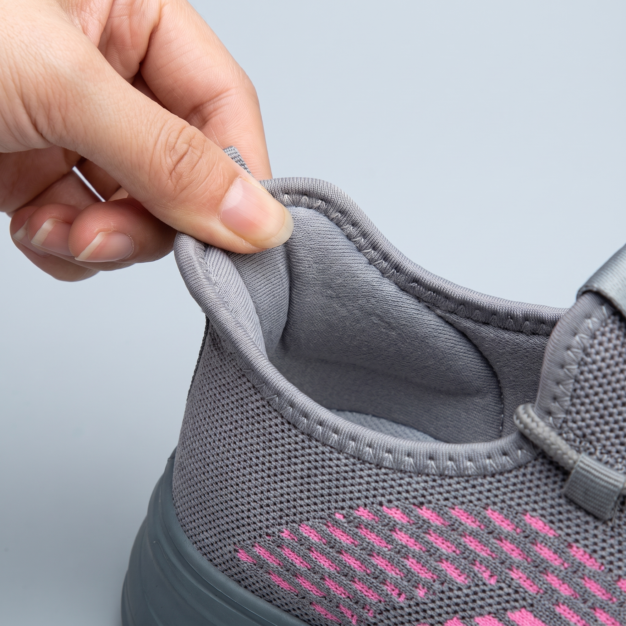 Slip-on stretch collar with heel pull tab