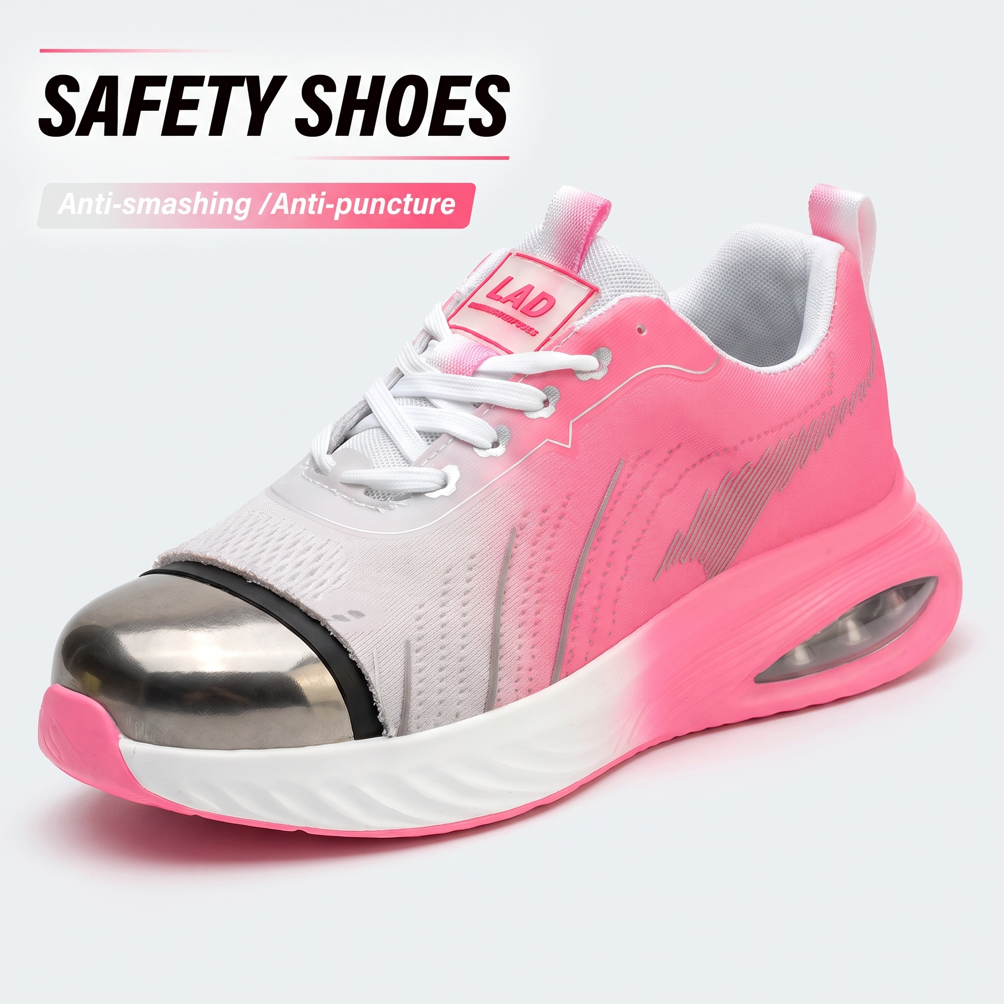 Reinforced steel toe close-up