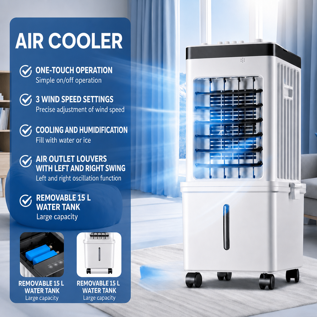 3-in-1 Air Cooler Fan Humidifier – Home Office, Indoor Comfort