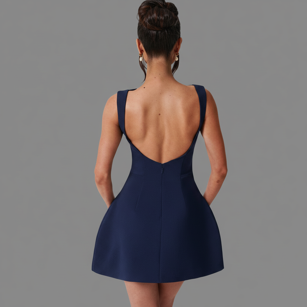 Boat Neck A-Line Mini Dress in Soft Cotton for Casual Summer Outings and Events
