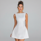 Boat Neck A-Line Mini Dress in Soft Cotton for Casual Summer Outings and Events