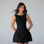 Boat Neck A-Line Mini Dress in Soft Cotton for Casual Summer Outings and Events