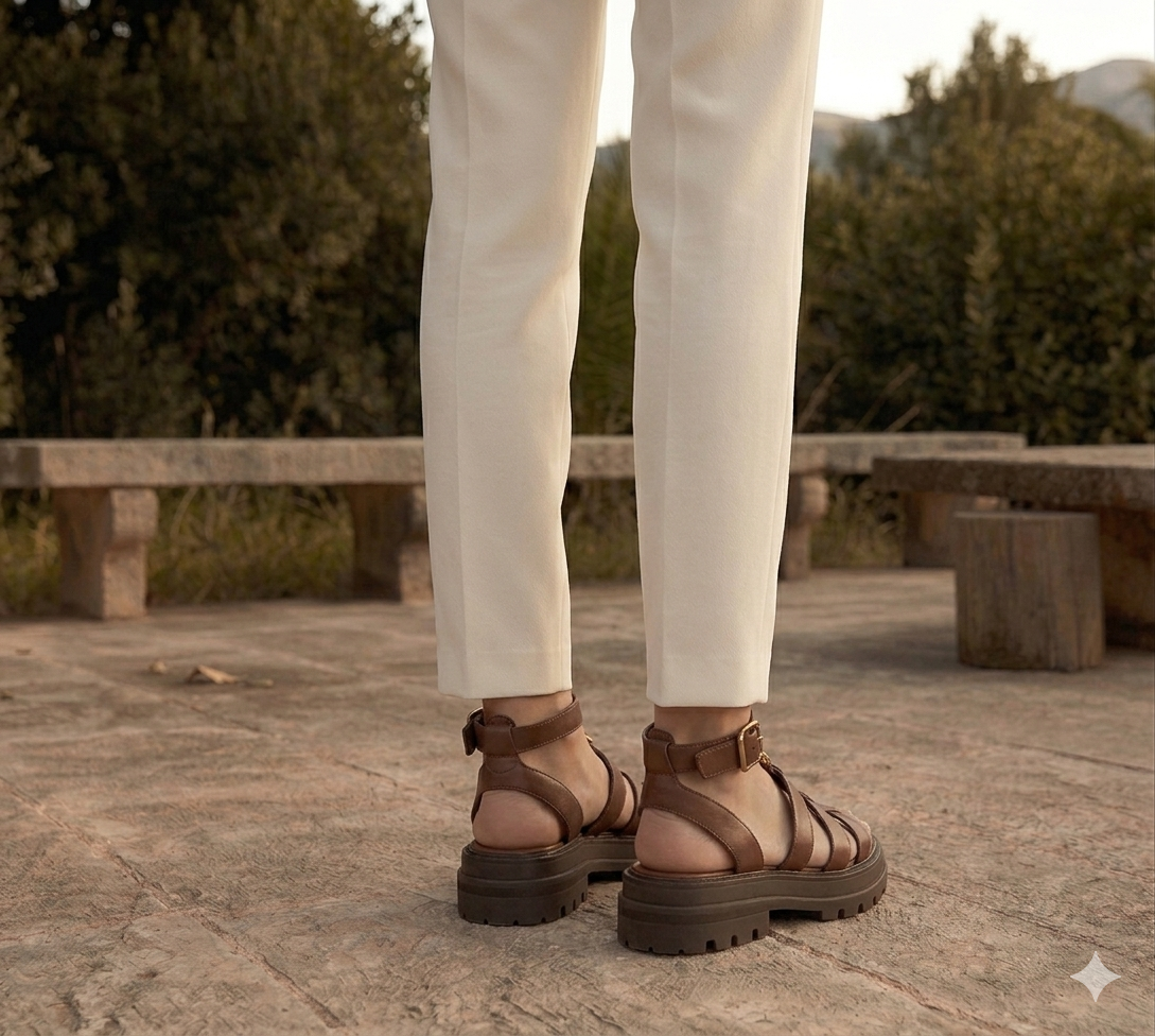 Chunky Woven Sandalen Dames – Zomer, Casual