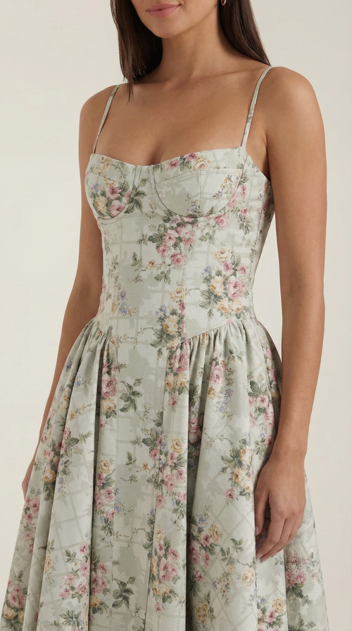 Corset Midi Dress in Elegant Fabric - Perfect for Formal Events and Special Occasions