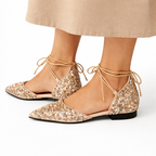 Elegant Wedding Shoes in Gold Lace-Up Design – Bridal, Formal Events