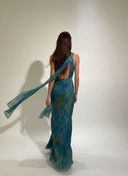 Floral Maxi Dress in Soft Fabric - Monet-Inspired for Summer Parties