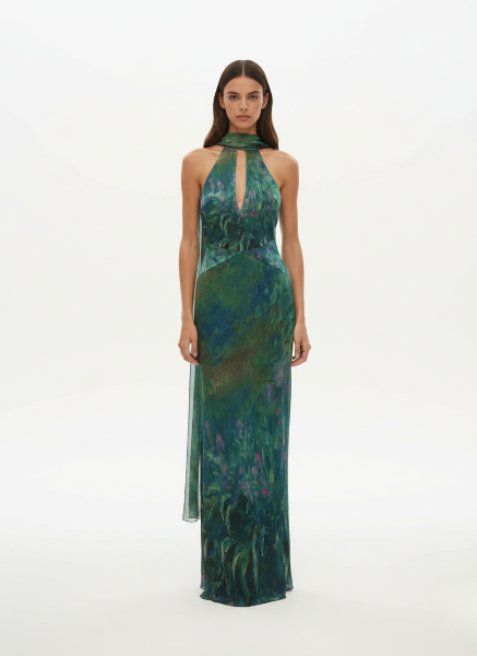 Floral Maxi Dress in Soft Fabric - Monet-Inspired for Summer Parties