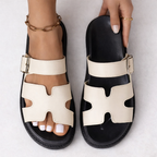 Ladies Slip-On Sandals - Thick Sole, Adjustable - Summer Comfort, Casual Wear