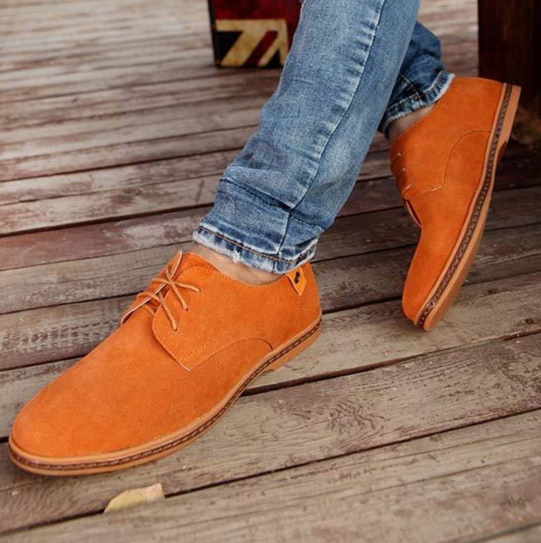 Heren Derby Schoenen Suède Met Vetersluiting – Casual, Office