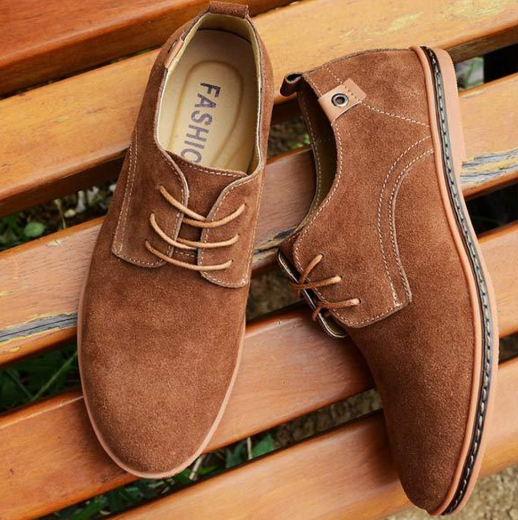Heren Derby Schoenen Suède Met Vetersluiting – Casual, Office