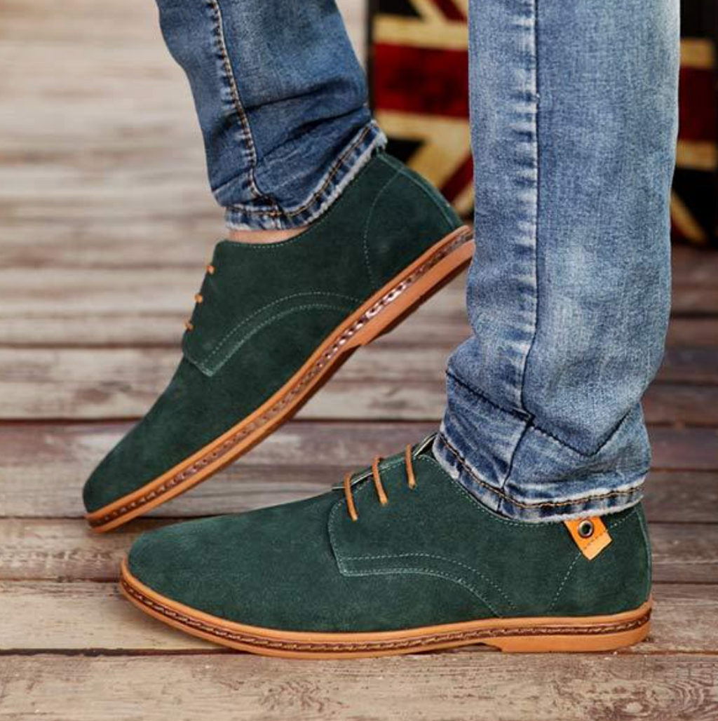 Heren Derby Schoenen Suède Met Vetersluiting – Casual, Office
