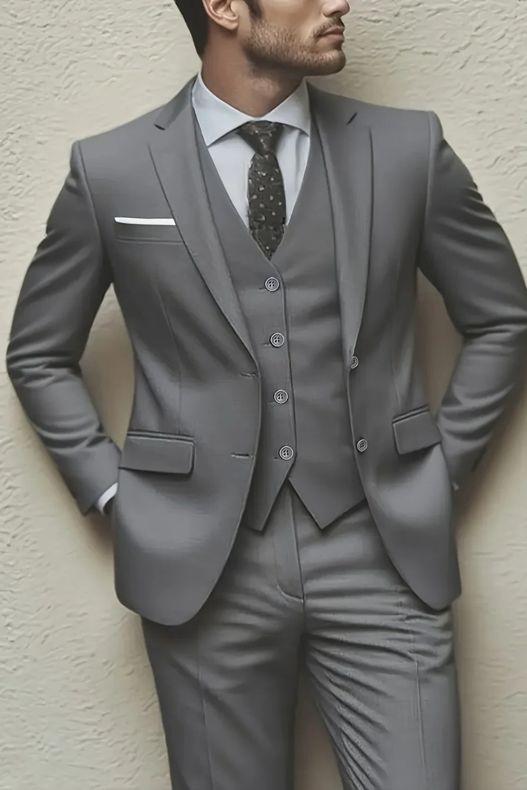 Men's Tailored Three-Piece Summer Wedding Suit - Lightweight Fabric, Formal Attire