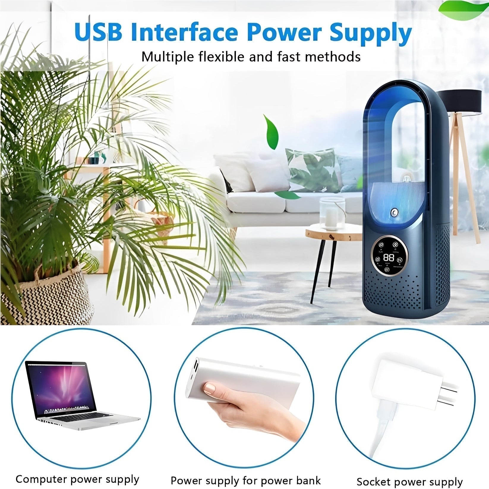 Portable 3-in-1 Air Cooler with Humidifier, Silent Motor – Office, Night Use
