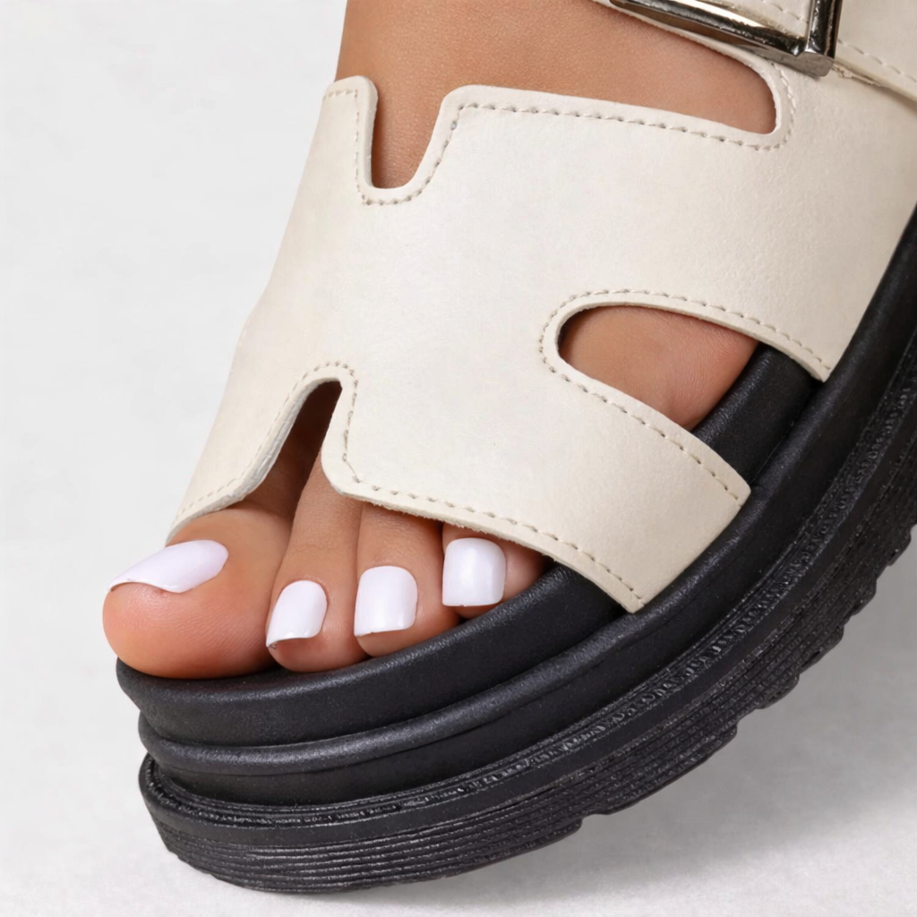 Women's Chunky Platform Sandals with H-Strap Buckle – Casual, Summer Wear