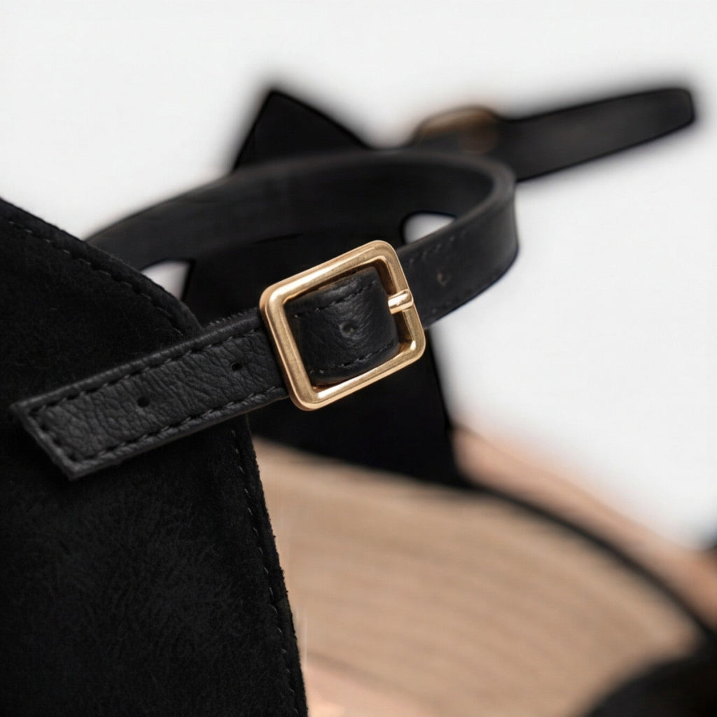 Women's Closed-Toe Wedge Sandals with Ankle Strap – Summer, Casual