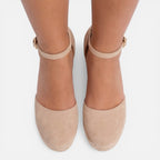 Women's Closed-Toe Wedge Sandals with Ankle Strap – Summer, Casual