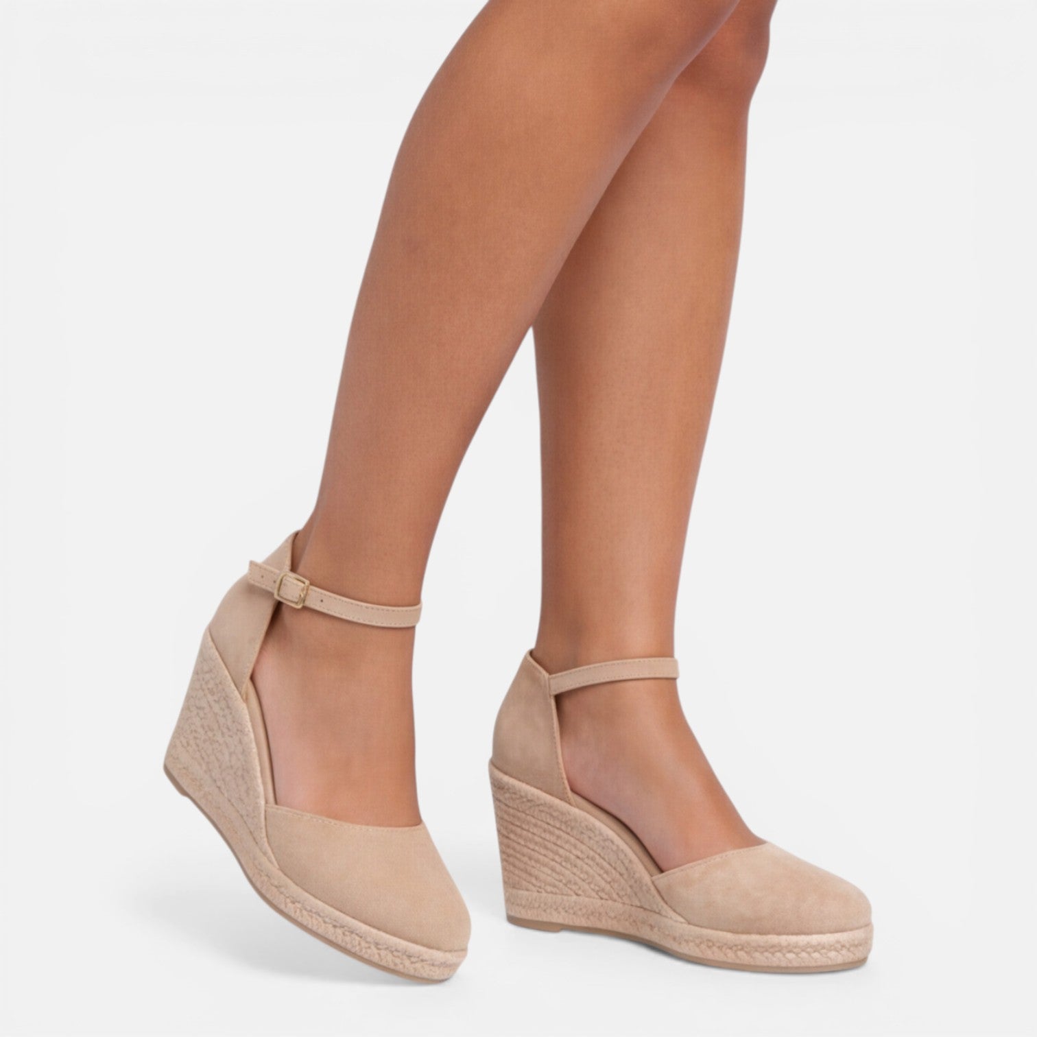 Women's Closed-Toe Wedge Sandals with Ankle Strap – Summer, Casual
