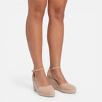Women's Closed-Toe Wedge Sandals with Ankle Strap – Summer, Casual