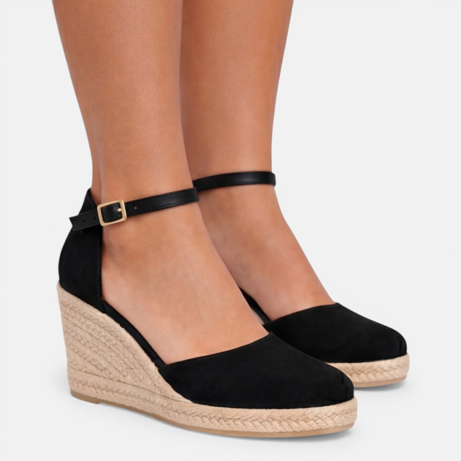 Women's Closed-Toe Wedge Sandals with Ankle Strap – Summer, Casual