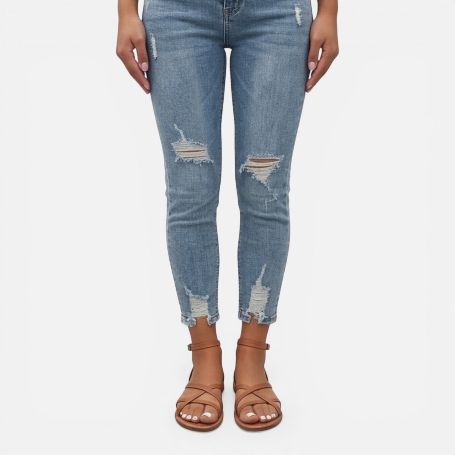 Leren Sandalen Dames Plat Met Enkelbandje – Casual, Zomer