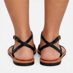 Leren Sandalen Dames Plat Met Enkelbandje – Casual, Zomer