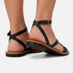 Leren Sandalen Dames Plat Met Enkelbandje – Casual, Zomer