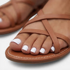 Leren Sandalen Dames Plat Met Enkelbandje – Casual, Zomer