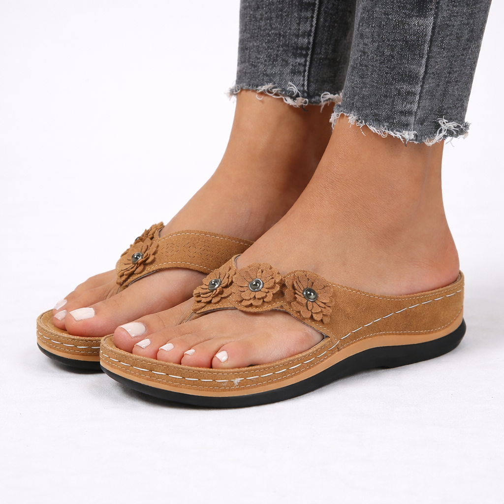 Women’s Floral Orthopedic Sandals – Cushioned Support, Summer Comfort