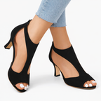 Women’s Heeled Sandals – Cushioned Support, Elegant Cut-Out Design – Casual, Evening