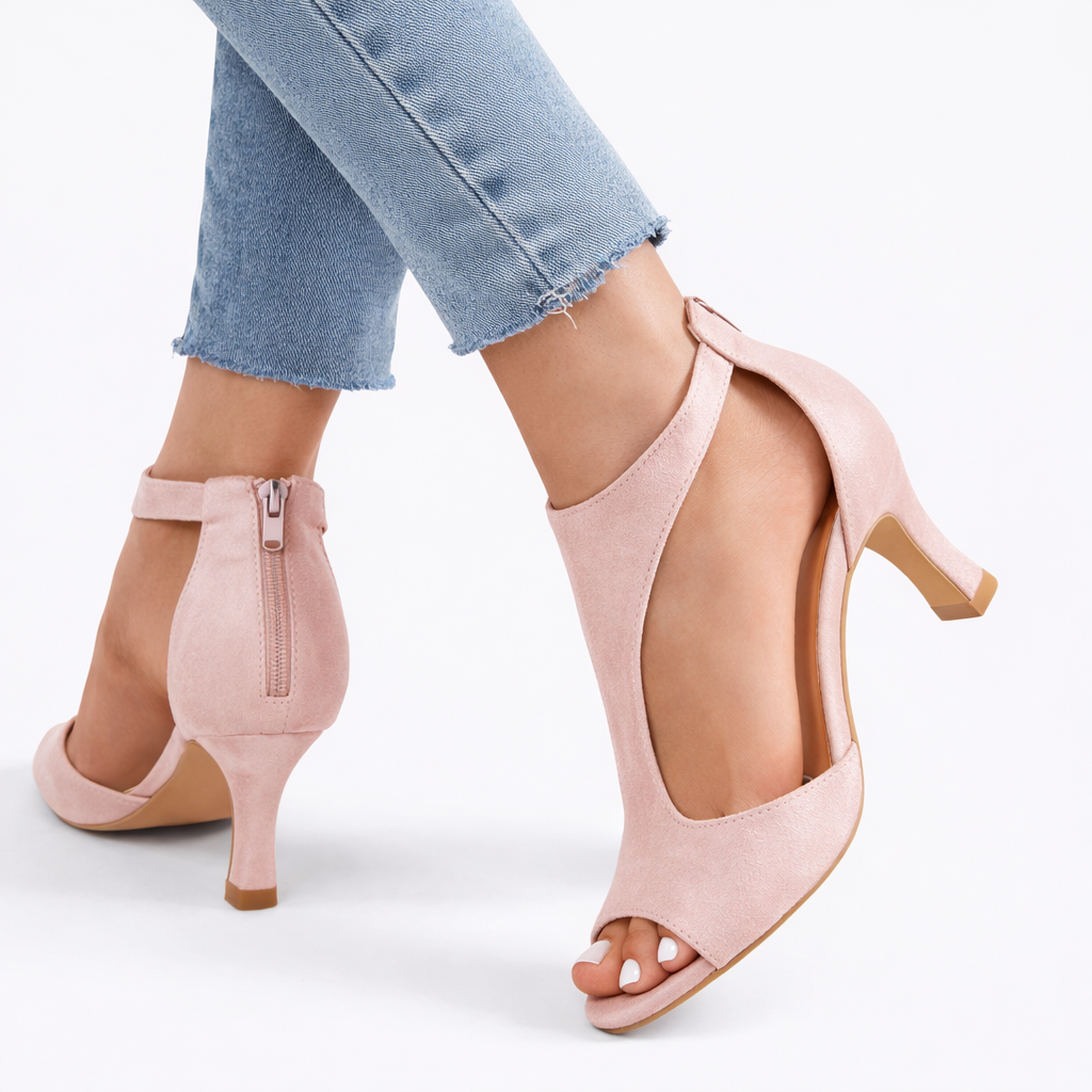 Women’s Heeled Sandals – Cushioned Support, Elegant Cut-Out Design – Casual, Evening