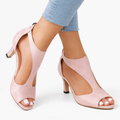 Women’s Heeled Sandals – Cushioned Support, Elegant Cut-Out Design – Casual, Evening
