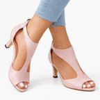 Women’s Heeled Sandals – Cushioned Support, Elegant Cut-Out Design – Casual, Evening