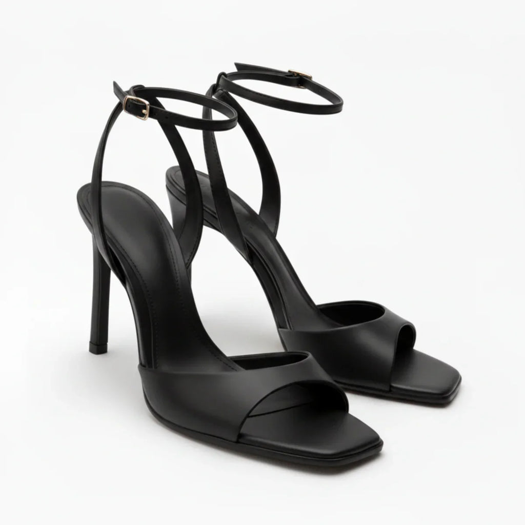 Women’s High Heel Sandals – Square Toe, Ankle Strap – Summer, Casual