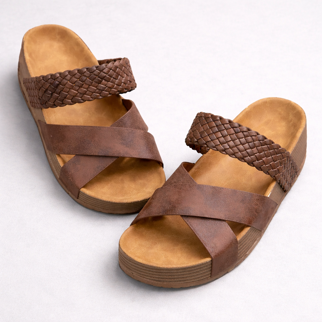 Women’s Orthopedic Sandals – Braided Cross Strap Support, Comfort, Everyday Wear