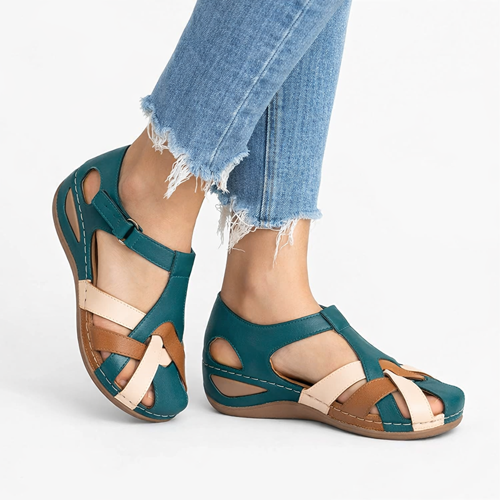 Women's Orthopedic Wedge Sandals in Leather – Comfort, Casual Wear