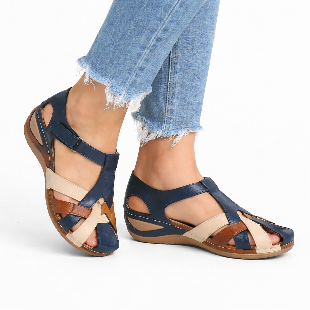 Women's Orthopedic Wedge Sandals in Leather – Comfort, Casual Wear