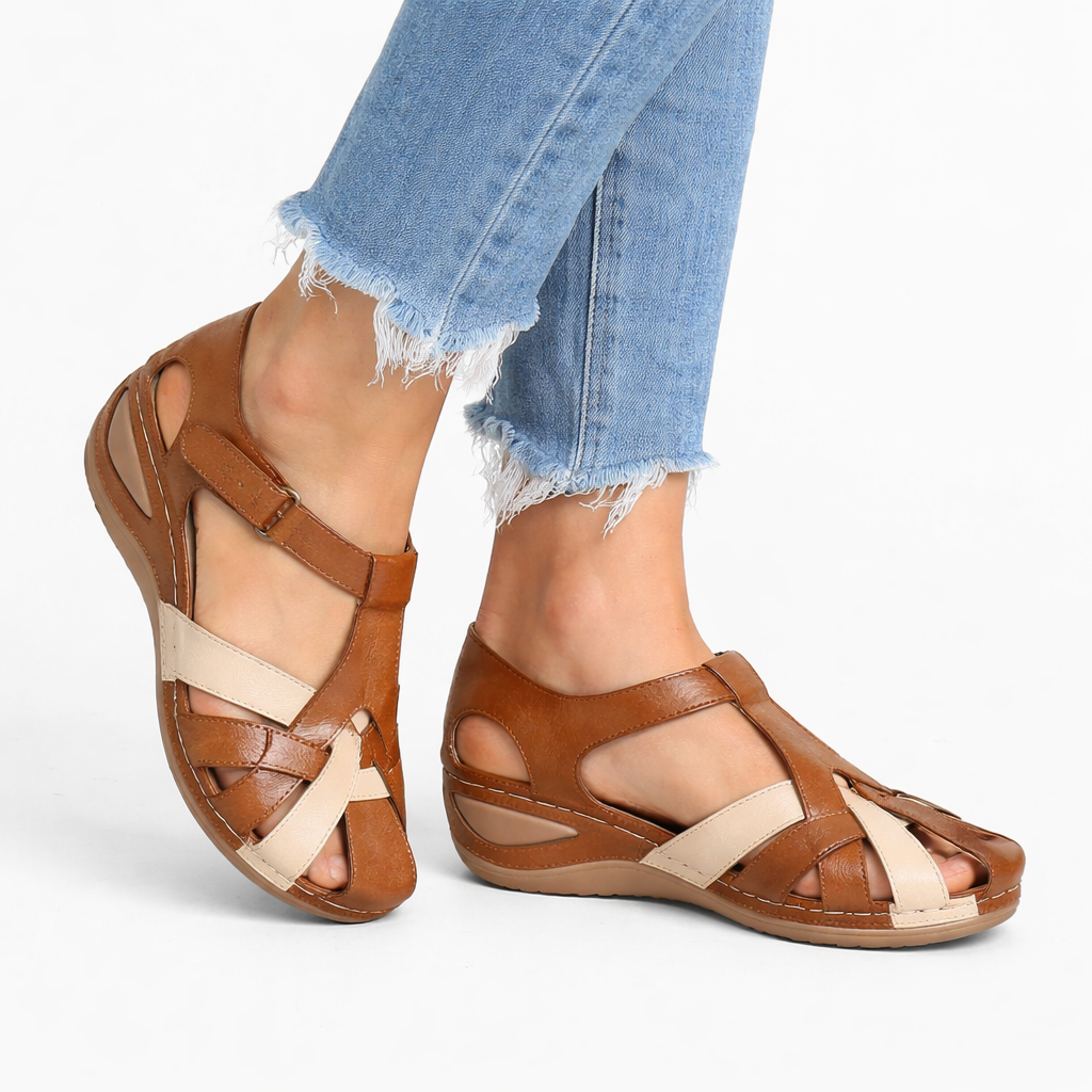 Women's Orthopedic Wedge Sandals in Leather – Comfort, Casual Wear