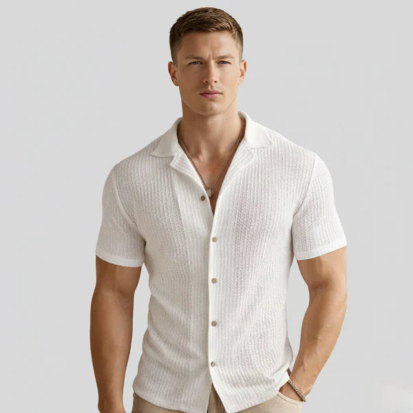 Men's Waffle Knit Short Sleeve Shirt - Casual Comfort for Everyday Wear
