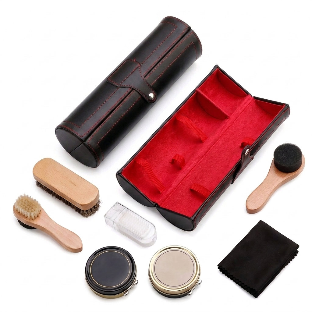 Premium Leather Shoe Care Kit – Luxury Cleaning & Polishing Travel Set