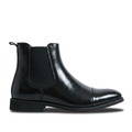 Black Leather Men's Cap-Toe Chelsea Boots UK – Smart Casual Office Wear Evening