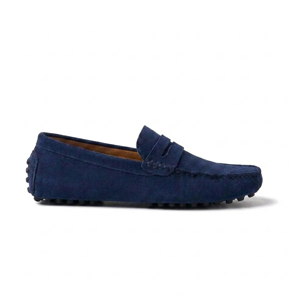 Navy Suede Men's Loafers UK – Smart Casual Office Wear Evening Footwear