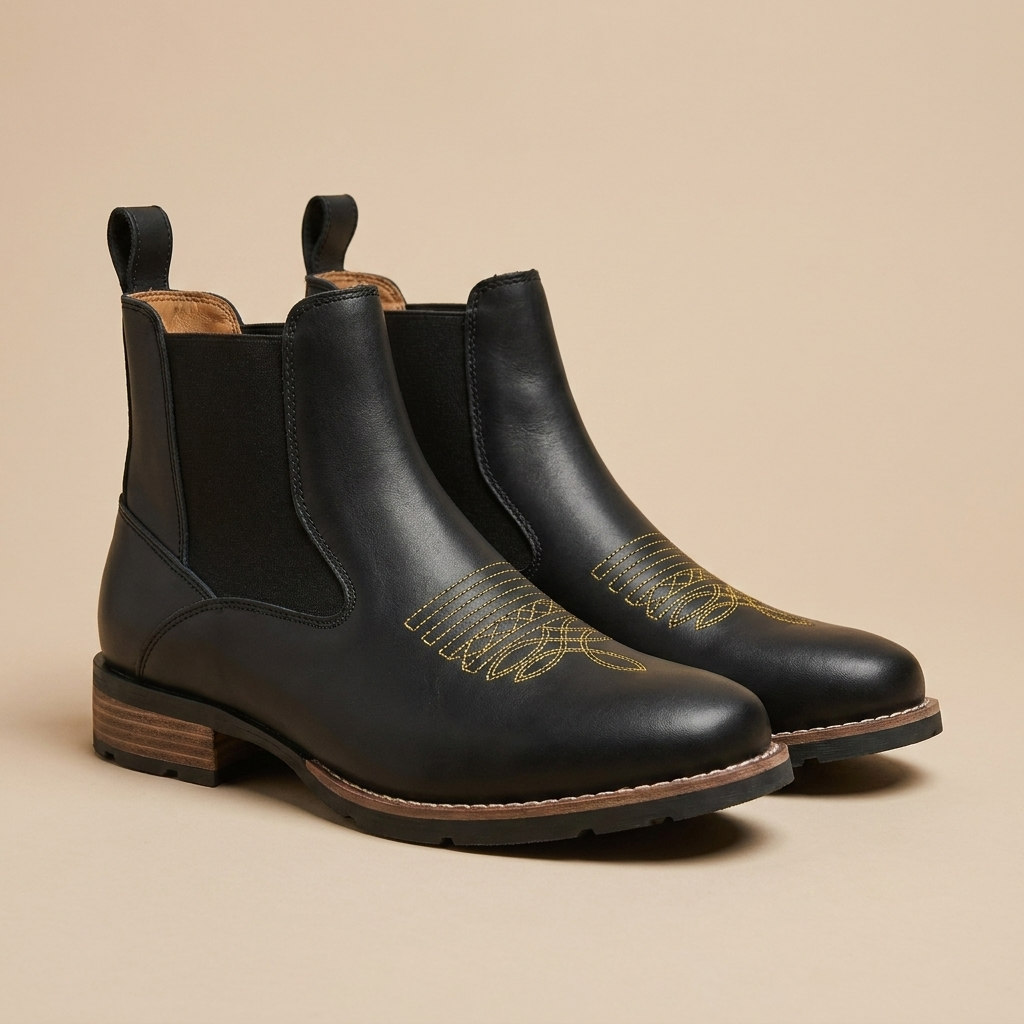 Black Leather Chelsea Boots for Men – Elegant Comfort for Everyday & Smart Casual Wear