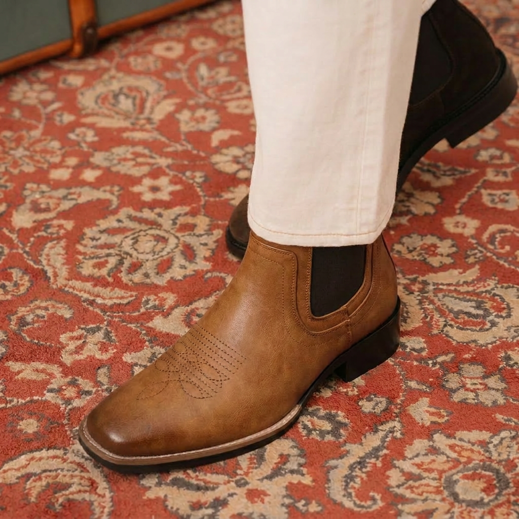 Glossy Italian Leather Boots for Men – Luxury Polished Finish for Refined Formal Looks