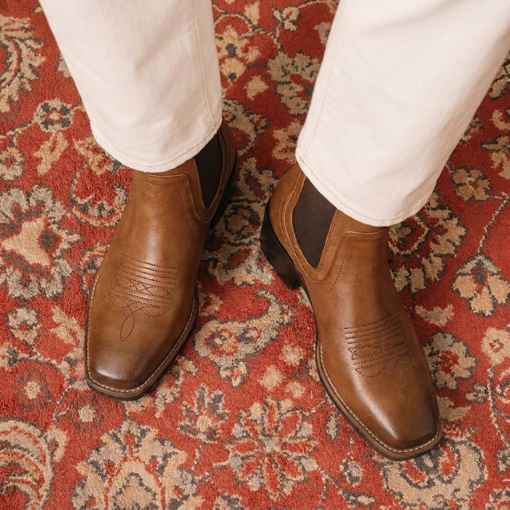 Glossy Italian Leather Boots for Men – Luxury Polished Finish for Refined Formal Looks