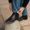 Black Leather Chelsea Boots for Men - All Black Obsidian Leather Boots for Men