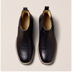 Black Leather Chelsea Boots for Men - All Black Obsidian Leather Boots for Men