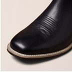 Black Leather Chelsea Boots for Men - All Black Obsidian Leather Boots for Men