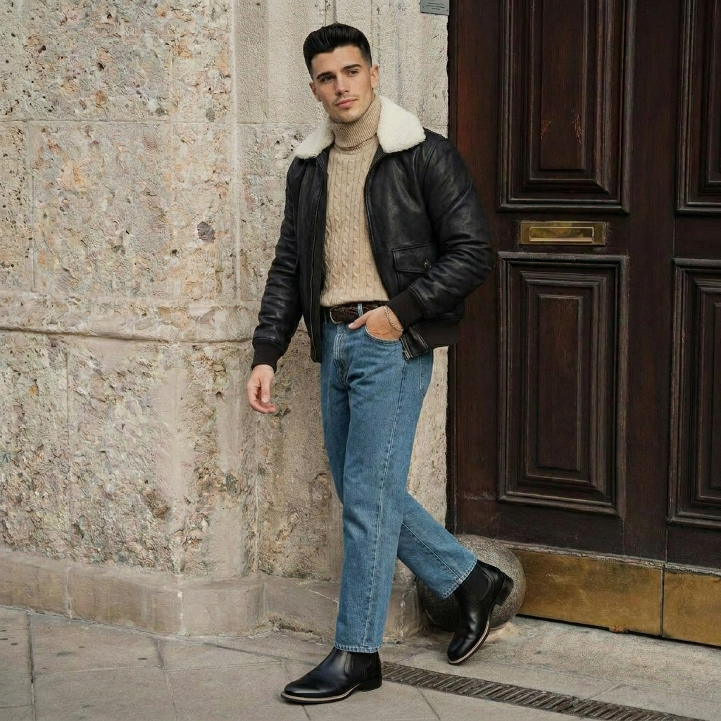 Black Leather Chelsea Boots for Men - All Black Obsidian Leather Boots for Men
